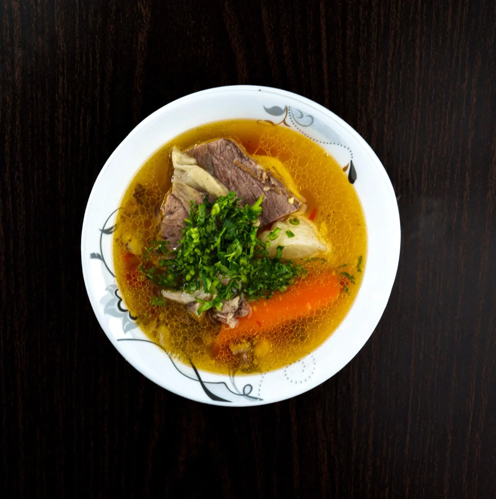 Shorpa soup with lamb and vegetables from Urgut Osh Markazi